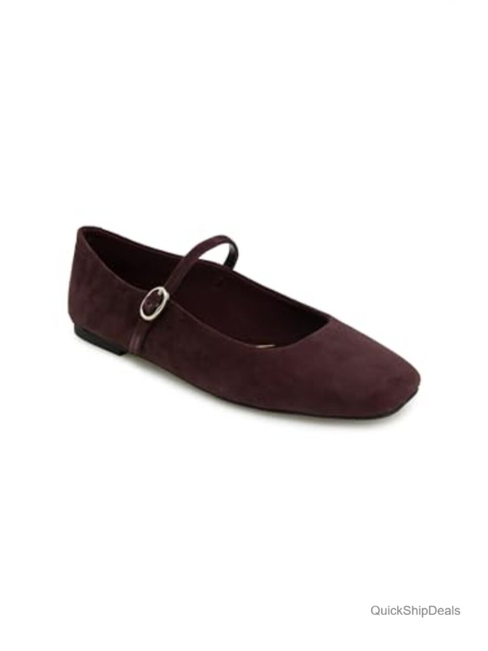 Suede Mary Jane Flats with Adjustable Strap and Cushioned Insole